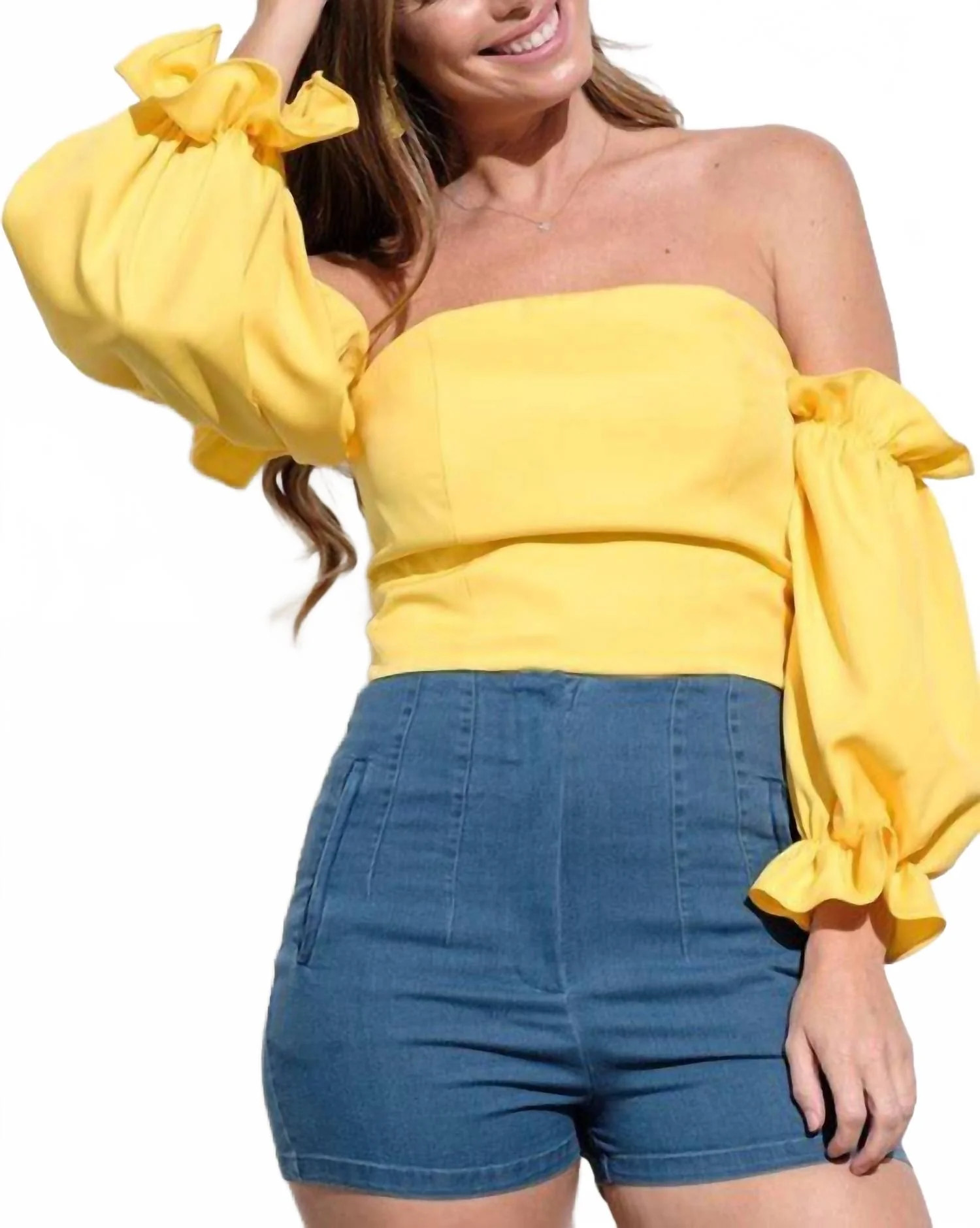Yasmine Off Shoulder Top In Yellow | Shop Simon