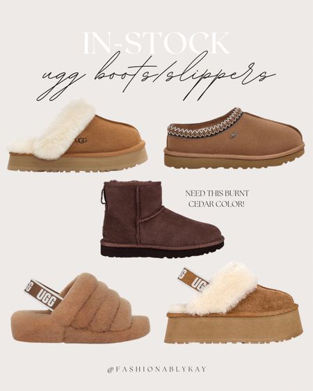 What’s in stock for Ugg boots / slippers 🤍 so many cute styles still available! NEED this burnt cedar color!!! 

Ugg boots, ultra mini boots, ultra mini Uggs, Tasman slippers, Ugg slippers, fall shoes 

#LTKshoecrush