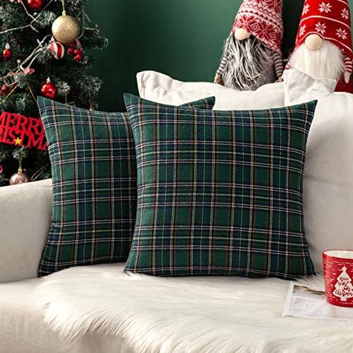 MIULEE Set of 2 Christmas Scottish Tartan Plaid Throw Pillow Covers Farmhouse Classic Decorative ... | Amazon (US)