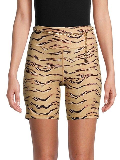 WeWoreWhat Chain Animal-Print Bike Shorts on SALE | Saks OFF 5TH | Saks Fifth Avenue OFF 5TH