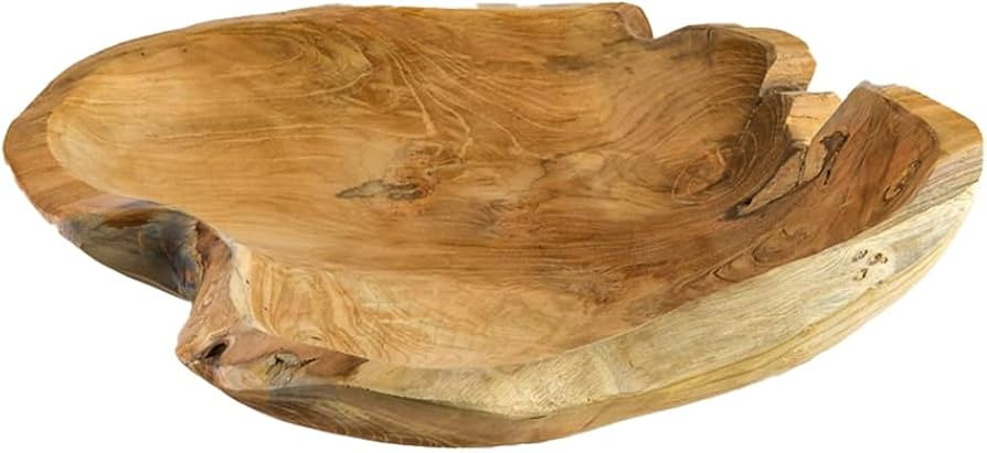 Serene Spaces Living Boho Teak Bowl, Handcrafted Natural Wood, Rustic Decor, Fruit, Floral Displa... | Amazon (US)