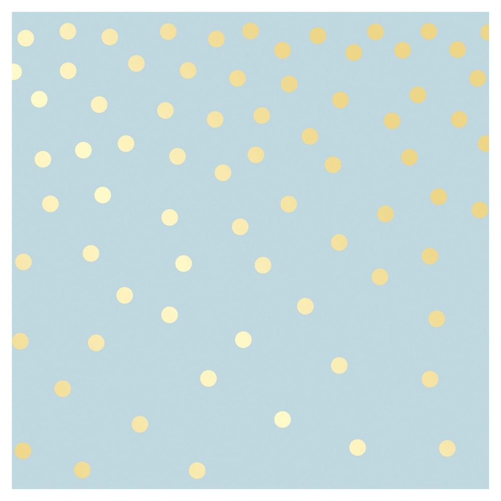 Tempaper Kids' Falling Dots Self-Adhesive Removable Borders Blue/Metallic Gold | Target