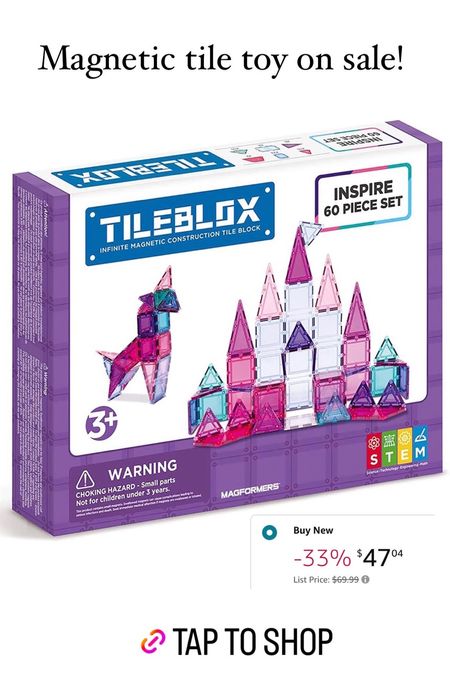 Magnetic building block tiles kit on sale! This says for ages 3+ but my 18 month old played with these for a long time and loved them! 

#LTKkids #LTKsalealert #LTKunder50