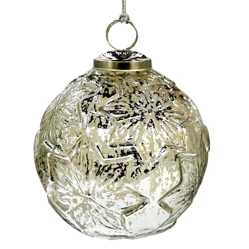 Silver Glass Ornament, 4" | At Home