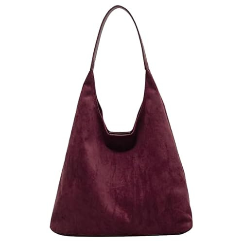 Suede Bags for Women Brown Suede Bag Suede Hobo Bag Retro Suede Slouchy Bag Suede Shoulder Bag Slouchy Hobo Bags (Burgundy) | Amazon (US)