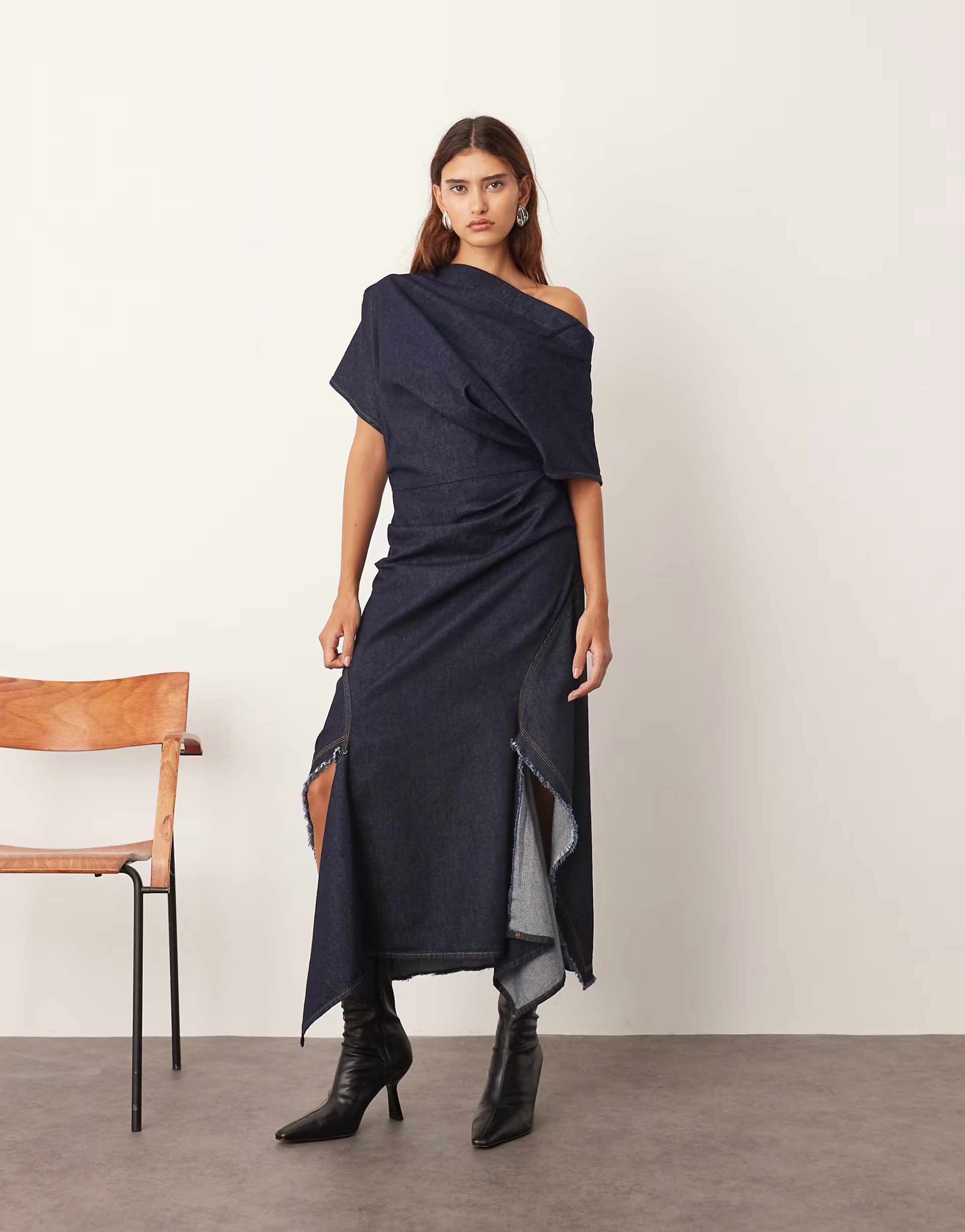 ARRANGE draped denim maxi dress in indigo | ASOS (Global)