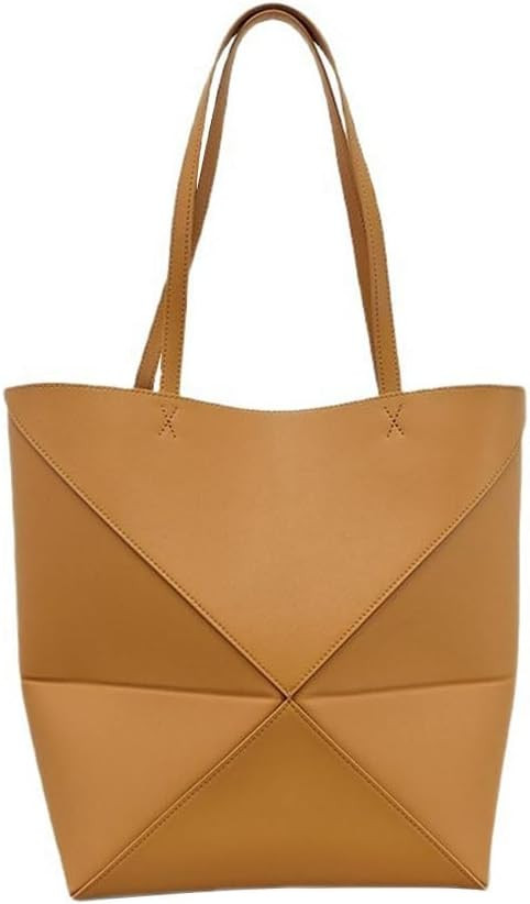 Genuine Leather Tote Bag for Women，Foldable Geometric Work Handbag，Puzzle Large Capacity Bags... | Amazon (US)