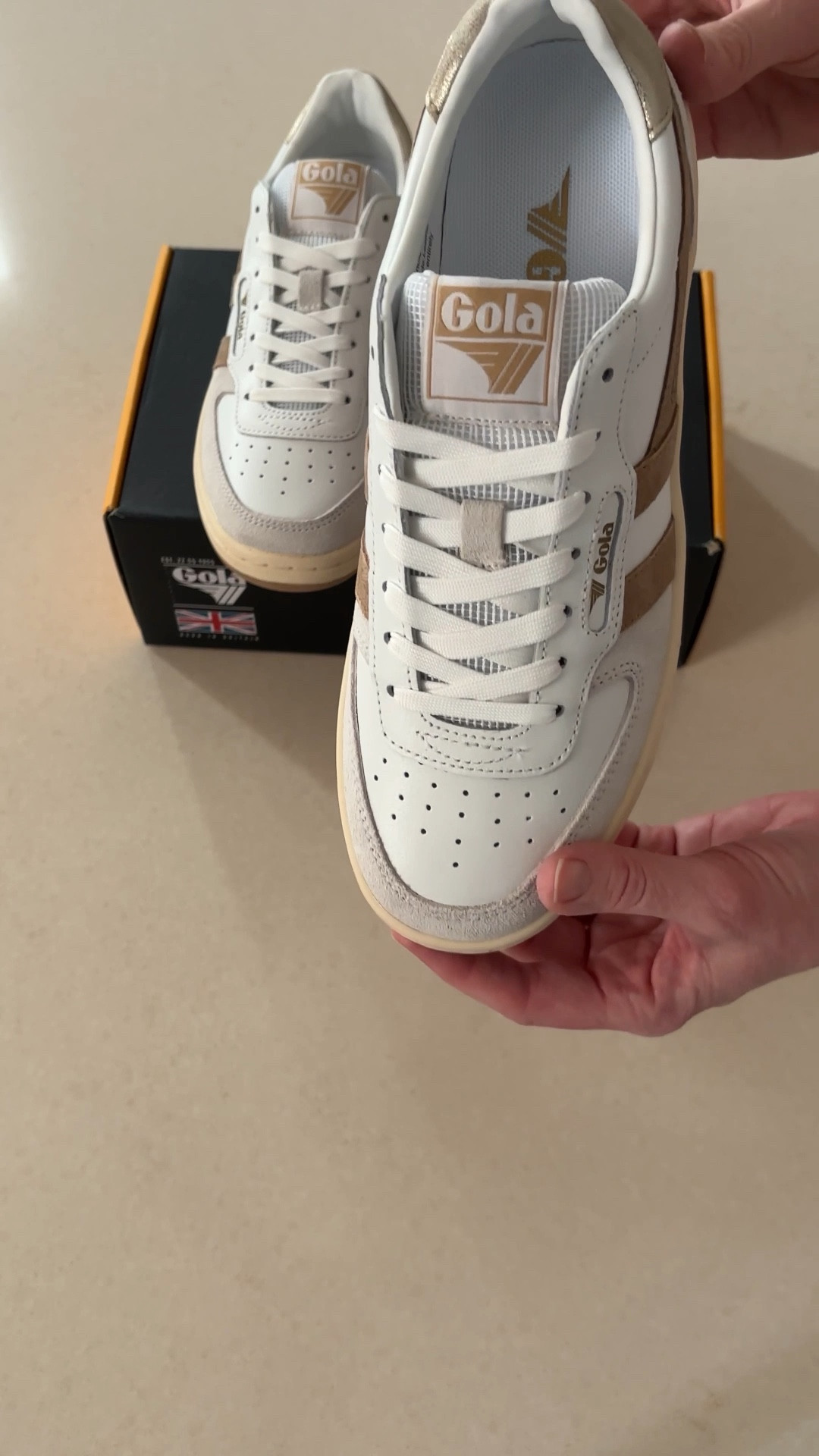 Unboxing these beautiful neutral Gola leather sneakers.  I love them!  The perfect off white sneaker with pretty details.  

Neutral leather sneakers 

#LTKVideo #LTKShoeCrush #LTKActive