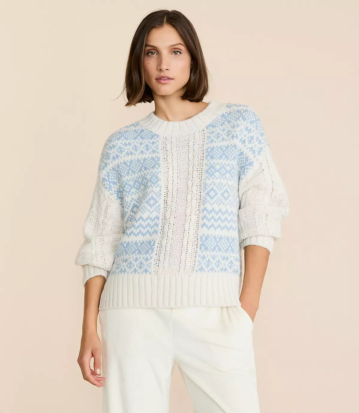 Lou & Grey Fair Isle Cable Sweater | LOFT