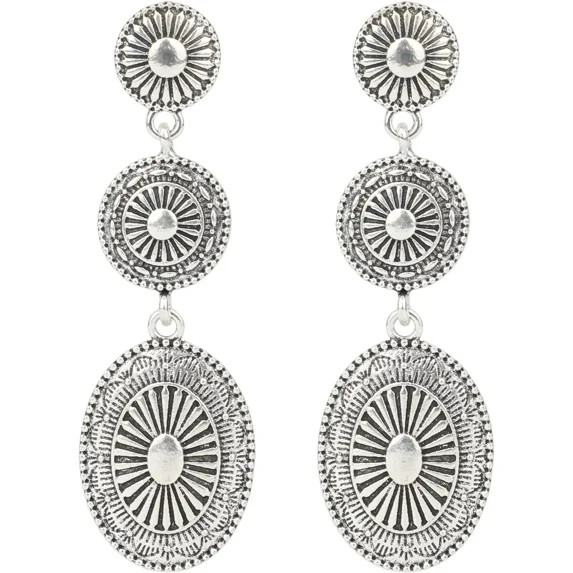 Western Country Earrings, Silver Elegant Jewelry for Women Vintage Concho Drop Dangle Earrings Tr... | Walmart (US)
