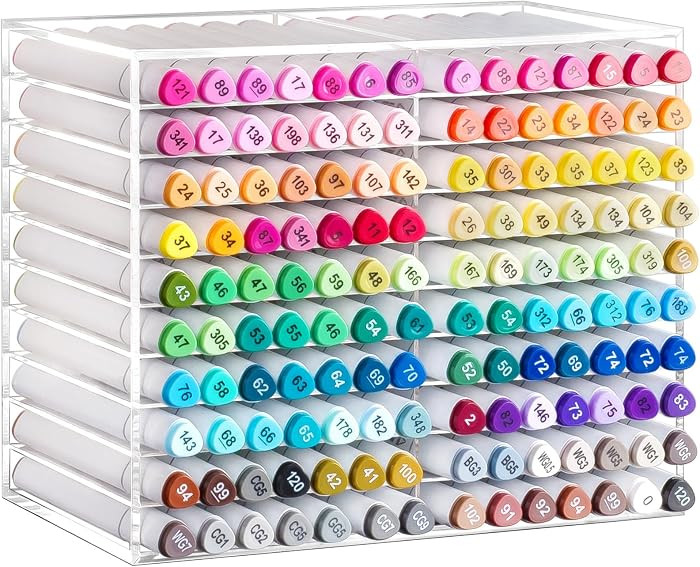 Horizontal Marker Organizer for 140 Markers, Acrylic Large Shelf | Amazon (US)