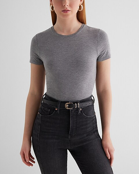 Supersoft Fitted Crew Neck Short Sleeve Bodysuit | Express