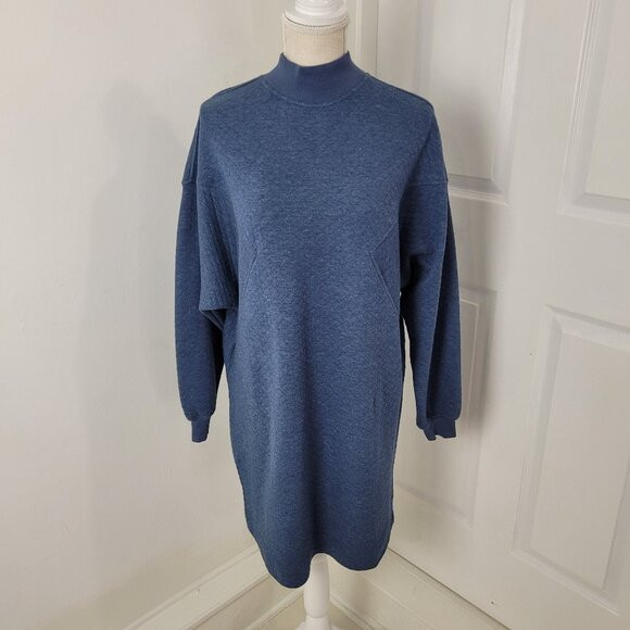 Hatch Maternity Dress Womens 2 Blue Quilted Sweater Sweatshirt Side Slit Dolman | Poshmark