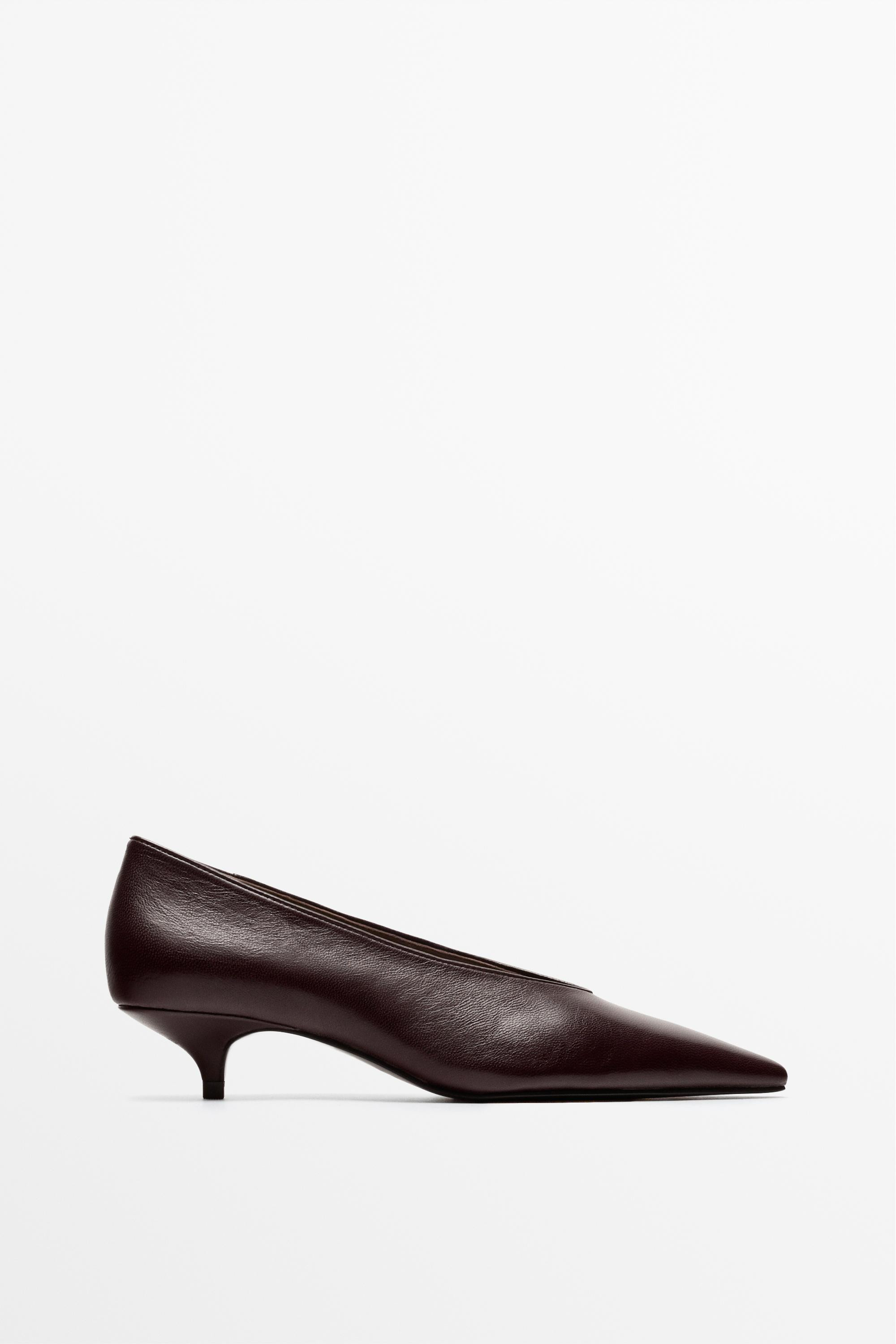 Pointed-toe heel shoe - BURGUNDY | Massimo Dutti US