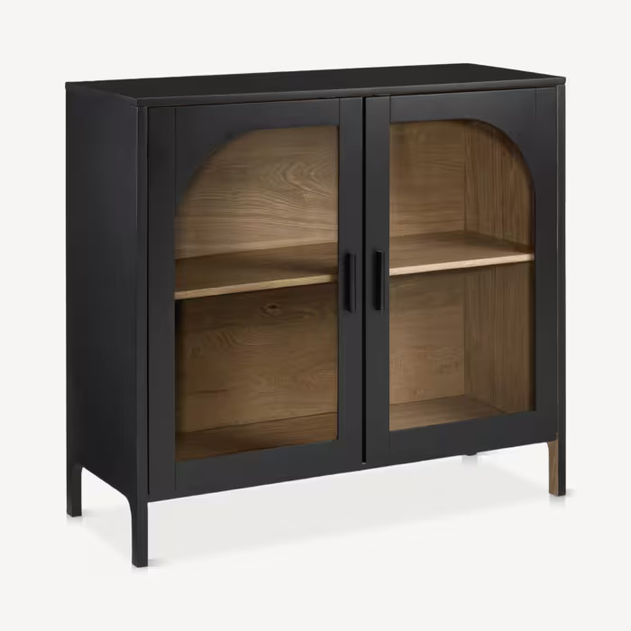 Black Wooden Buffet with Glass Doors | Bouclair