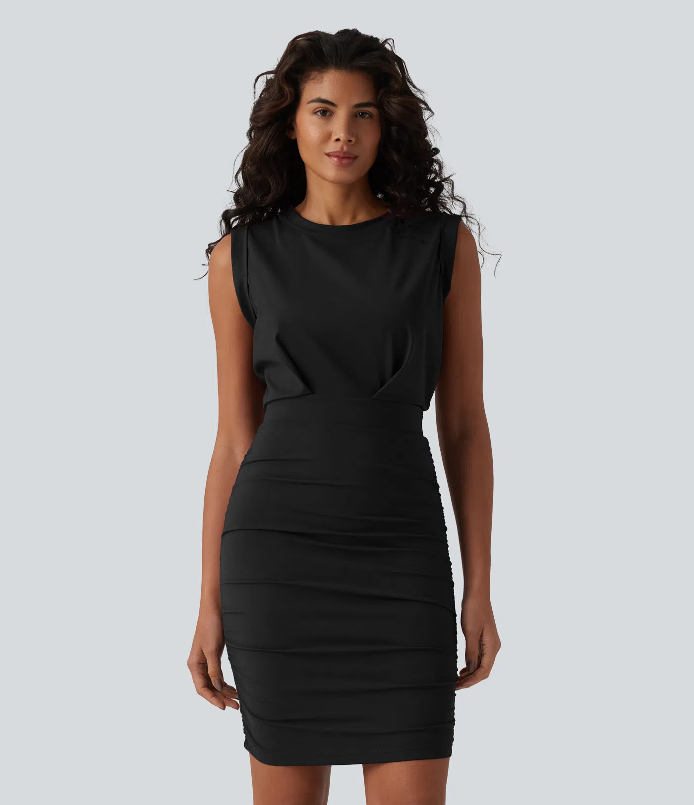 Women’s SoftlyZero™ Airy Round Neck Sleeveless Ruched Cool Touch Bodycon Mini Party Dress - H... | HALARA