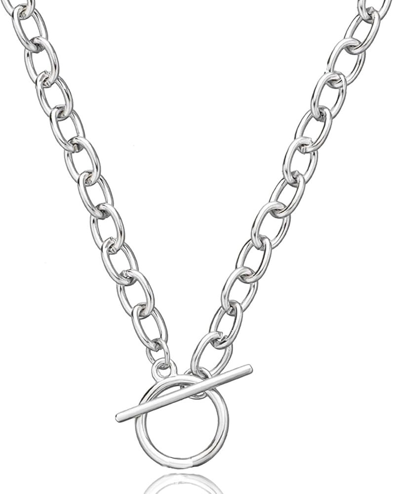 Toggle Necklace 14K Gold Plated Paperclip Chain Choker Stainless Steel Cable Necklaces Jewelry fo... | Amazon (US)