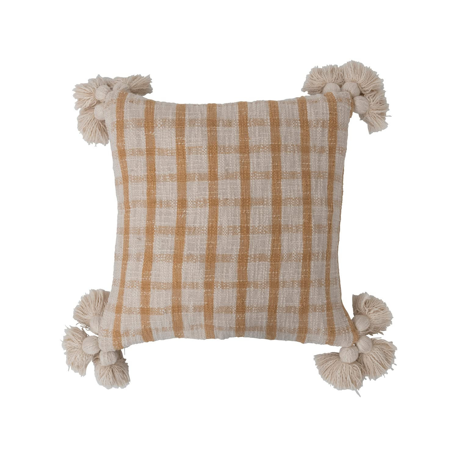 Creative Co-Op Woven Cotton Slub Plaid Pillow with Tassels | Amazon (US)