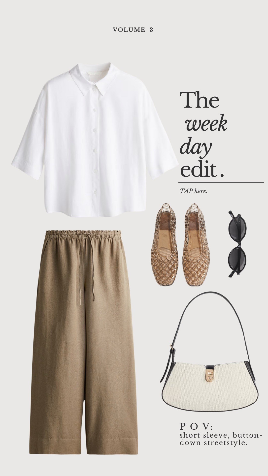 Weekday Edit: short sleeve button-down, linen trousers, jelly flats and shoulder bag.

#LTKStyleTip #LTKOver40 #LTKWorkwear