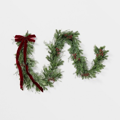 96" Extra Full Mixed Green with Red Berry Christmas Garland - Threshold™ designed with Studio McGee | Target