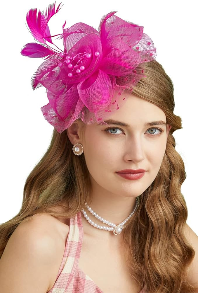 Cizoe Fascinators Hat for Women Tea Party Headband Kentucky Derby Wedding Flower Cocktail Mesh Fe... | Amazon (US)