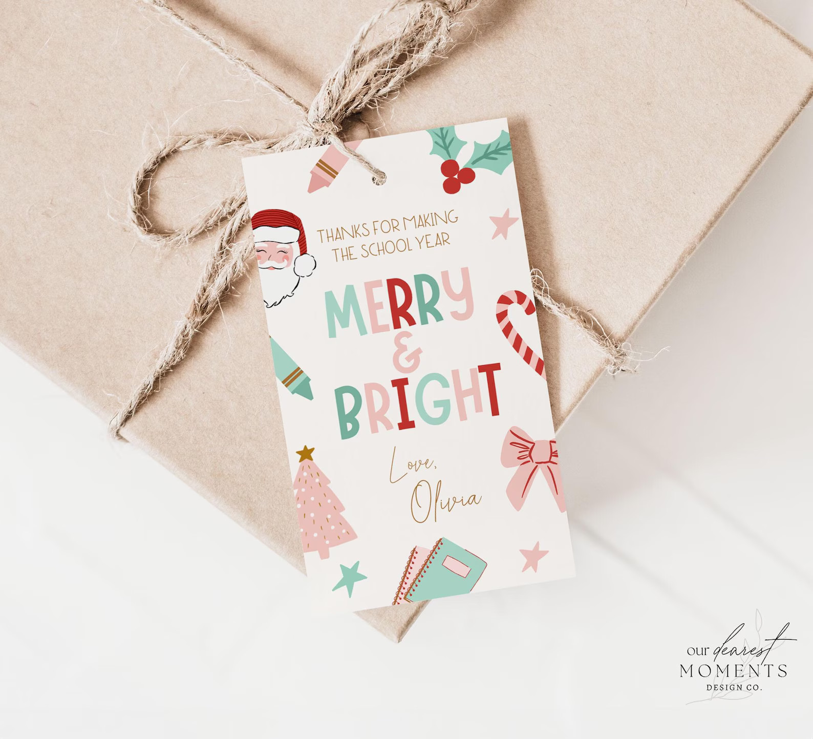 Editable Thank You Kids School Christmas Gift Tag Template Printable Present Tags Xmas Gift Label... | Etsy (US)