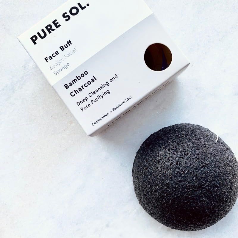 pureSOL Konjac Facial Sponge - Activated Charcoal - Great for acne - exfoliating | Amazon (US)