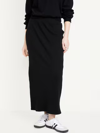 High-Waisted Rib-Knit Maxi Skirt | Old Navy (US)