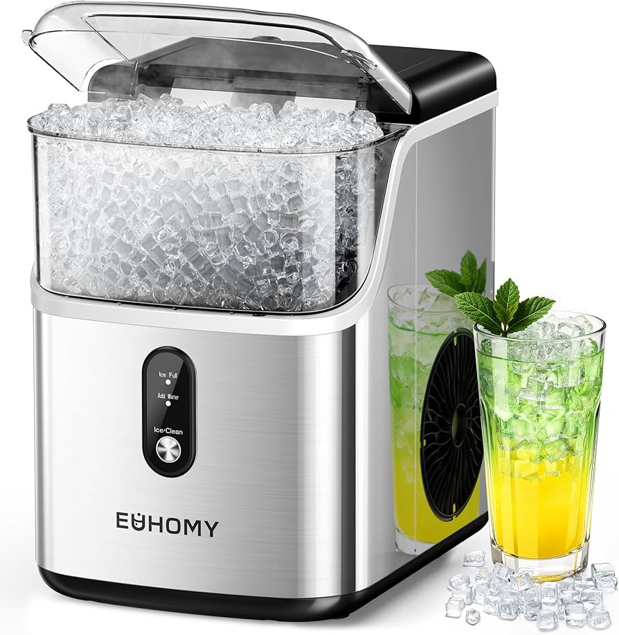 EUHOMY Nugget Ice Makers for Countertop with Ice Scoop & Basket, Self-Cleaning Sonic Pebble/Pelle... | Amazon (US)