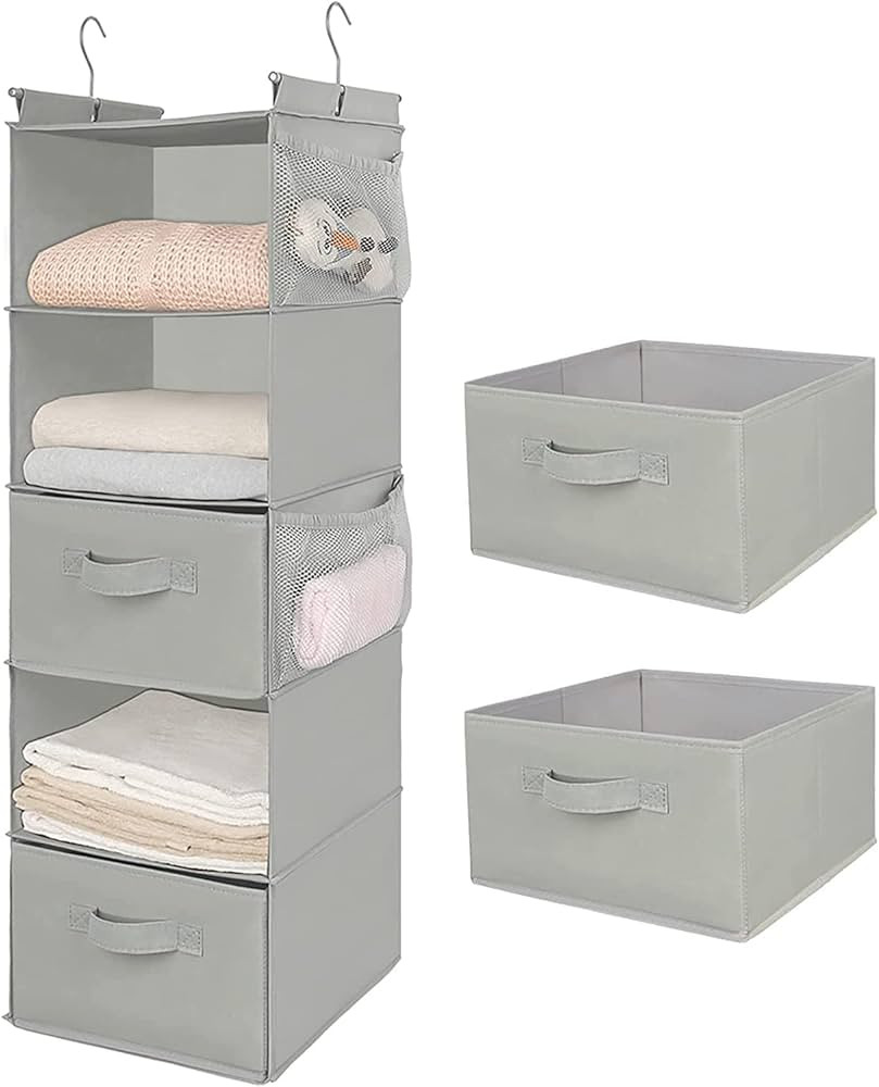 MAX Houser 5 Tier Shelf Hanging Closet Organizer, Cloth Hanging Shelf with 2 Sturdy Hooks for Sto... | Amazon (US)