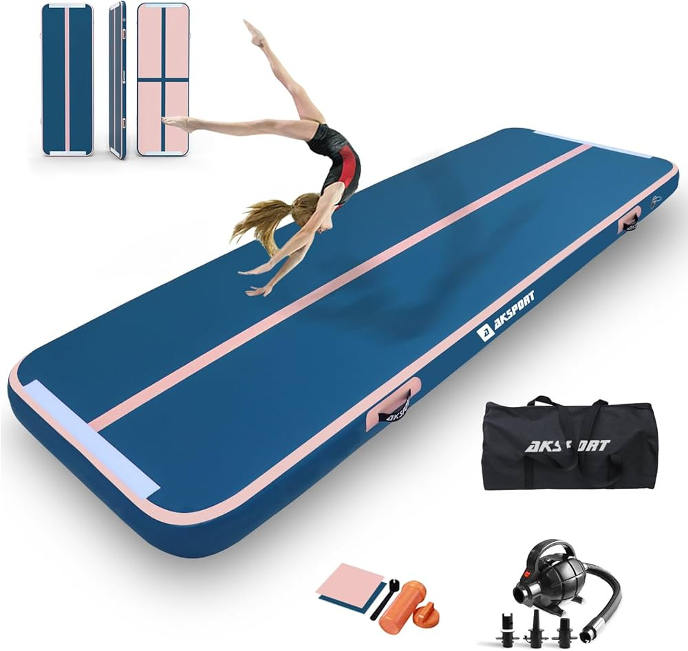 AKSPORT Gymnastics Air Mat Tumble Track Tumbling Mat Inflatable Floor Mats with Air Pump for Home... | Amazon (US)