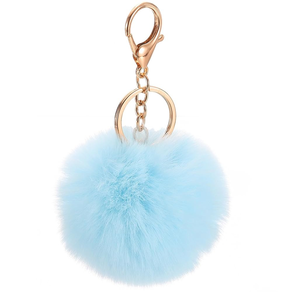 uxcell Pom Pom Keychain, Faux Rabbit Fur Puff Ball for Women Purse | Amazon (US)