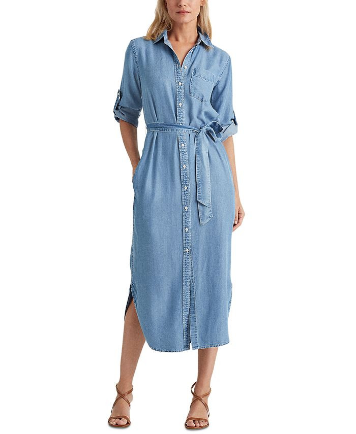 Chambray Belted Shirtdress | Macys (US)