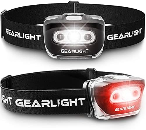 GearLight LED Head Lamp - Pack of 2 Outdoor Flashlight Headlamps w/ Adjustable Headband for Adults a | Amazon (US)