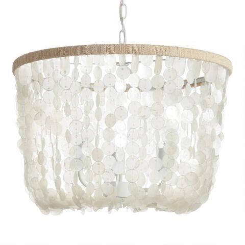 White Capiz Bell 3 Light Chandelier | World Market