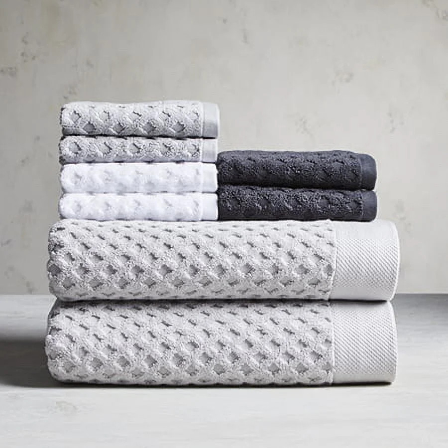 Better Homes & Gardens Signature Soft Textured 8 Piece Towel Set, Soft Silver | Walmart (US)