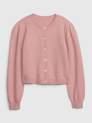 Kids CashSoft Puff Sleeve Cardigan | Gap (CA)