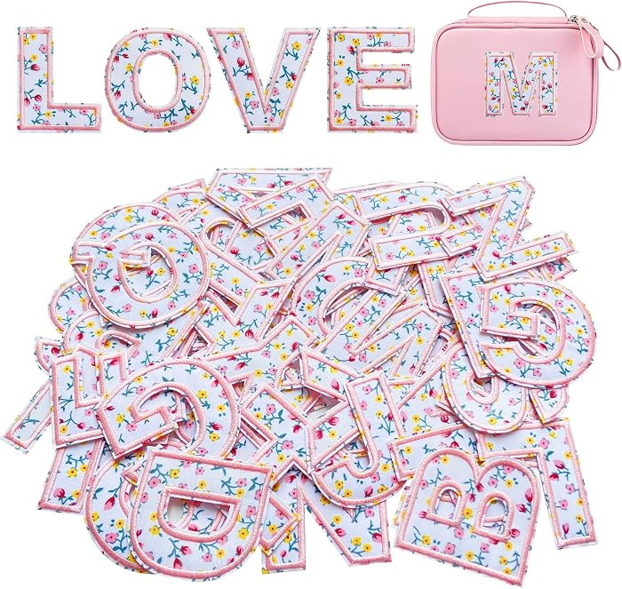 Jongdari 26pcs Iron on Letters for Clothing, Flower Embroidery Varsity Alphabet Letterman Decorat... | Amazon (US)