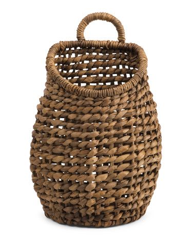 Water Hyacinth Open Weave Belly Basket | TJ Maxx