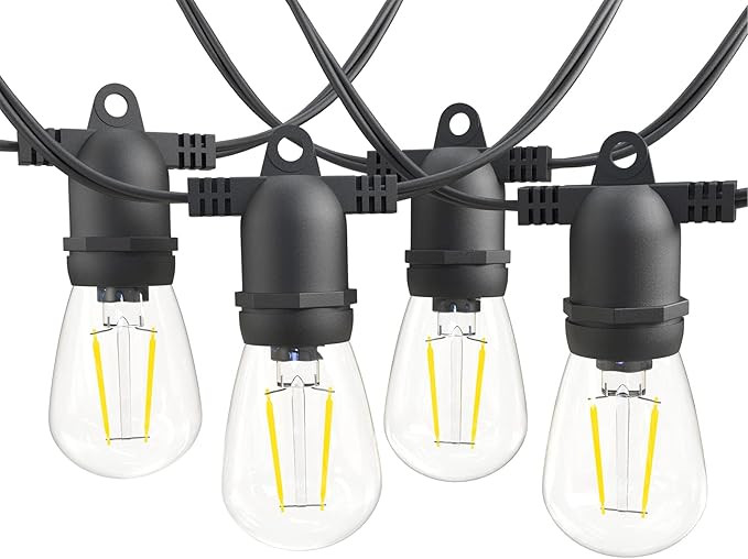 Upgraded-Banord LED Outdoor String Lights, 48FT Patio Lights with 2W Shatterproof Bulbs, Dimmable... | Amazon (US)
