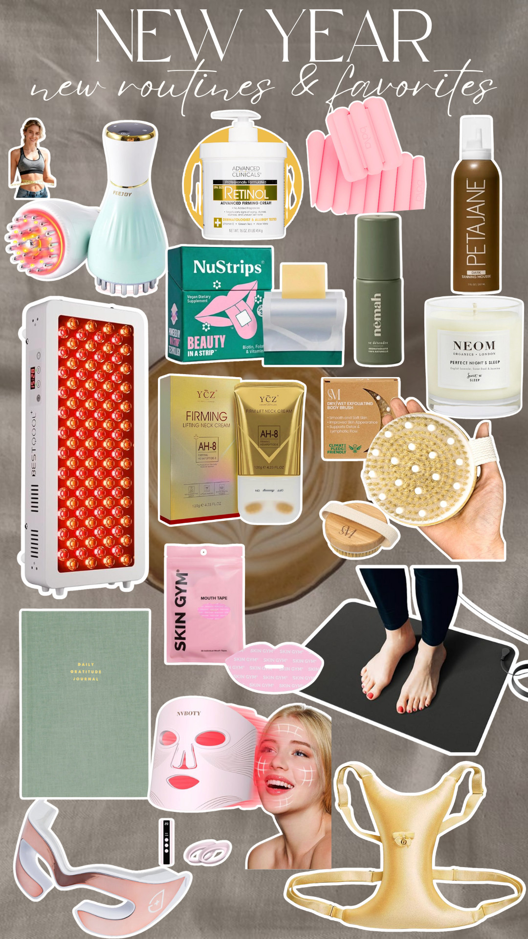 New year. red light. retinol. self tanner. red light therapy. skincare. mouth tape. grounding mat. chest pillow. trending. best sellers. viral.  

 #LTKSeasonal #LTKFindsUnder50 #LTKFindsUnder100