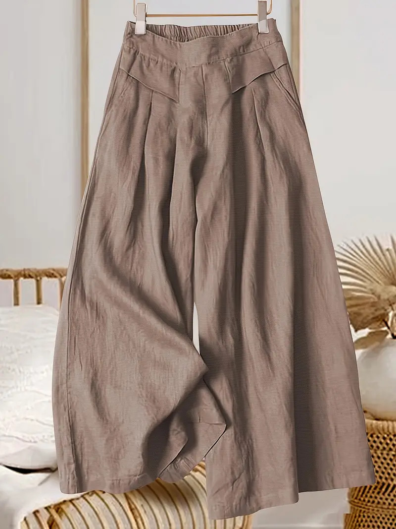 Solid Color Wide Leg Pants Casual Versatile High Waist Pants - Temu | Temu Affiliate Program