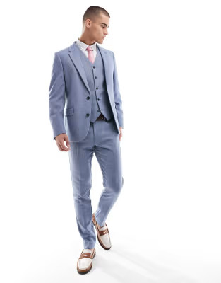ASOS DESIGN skinny wool blend suit in blue | ASOS (Global)