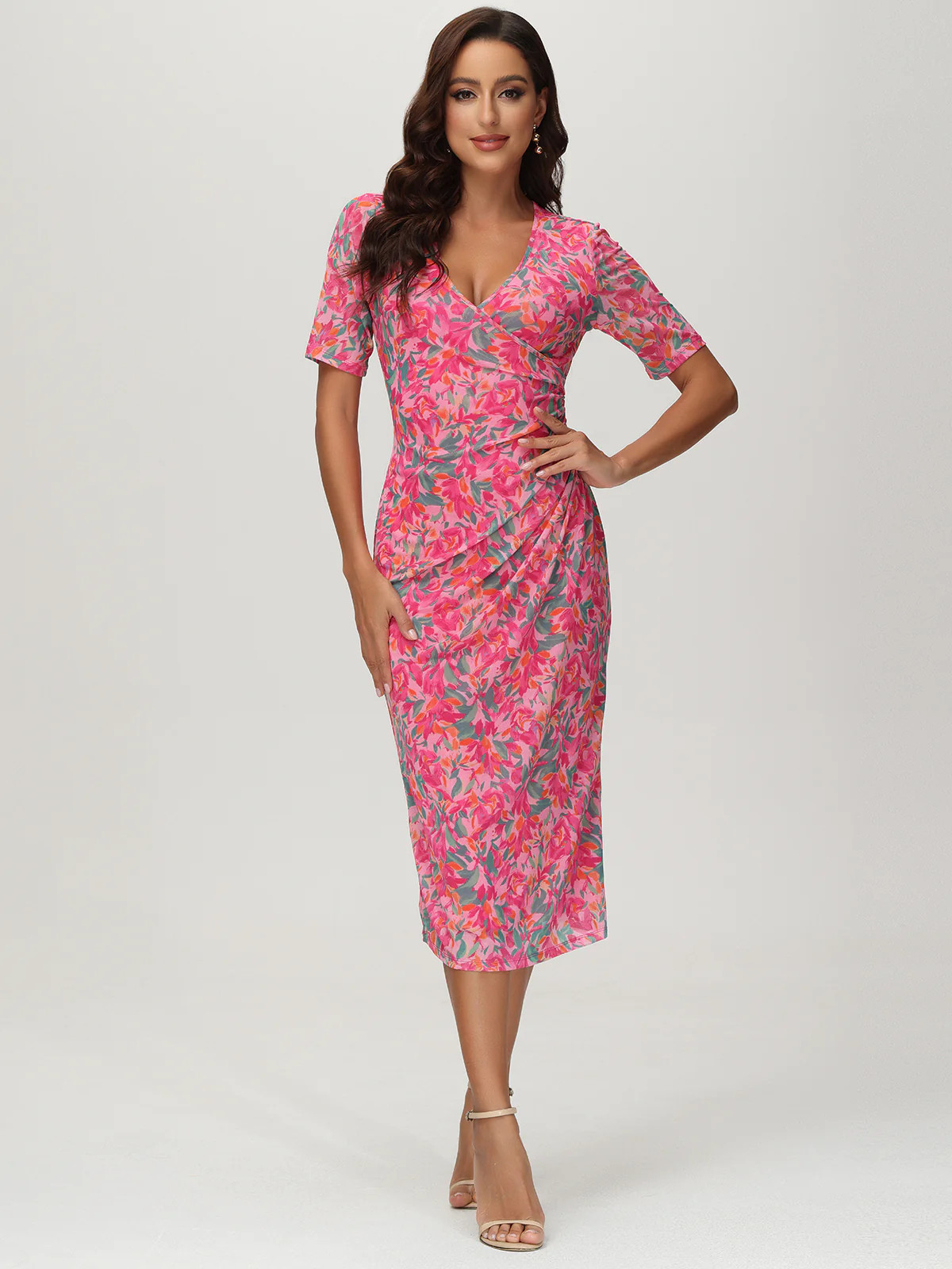 V-Neck Floral Print Midi Dress | 89th + Madison