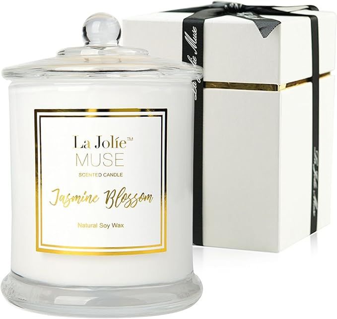 LA JOLIE MUSE Jasmine Scented Candle, Gift for Women, Natural Soy Wax, 65 Hours Burn Fine Home Fr... | Amazon (US)