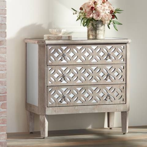 Charly 33 1/4" Wide Natural Whitewash 3-Drawer Accent Chest | Lamps Plus