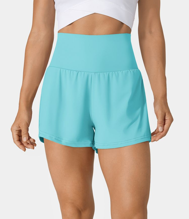 Women’s Super High Waisted Back Pocket & Side Hidden Pocket 2-in-1 Yoga Shorts 2.5" - Halara | HALARA