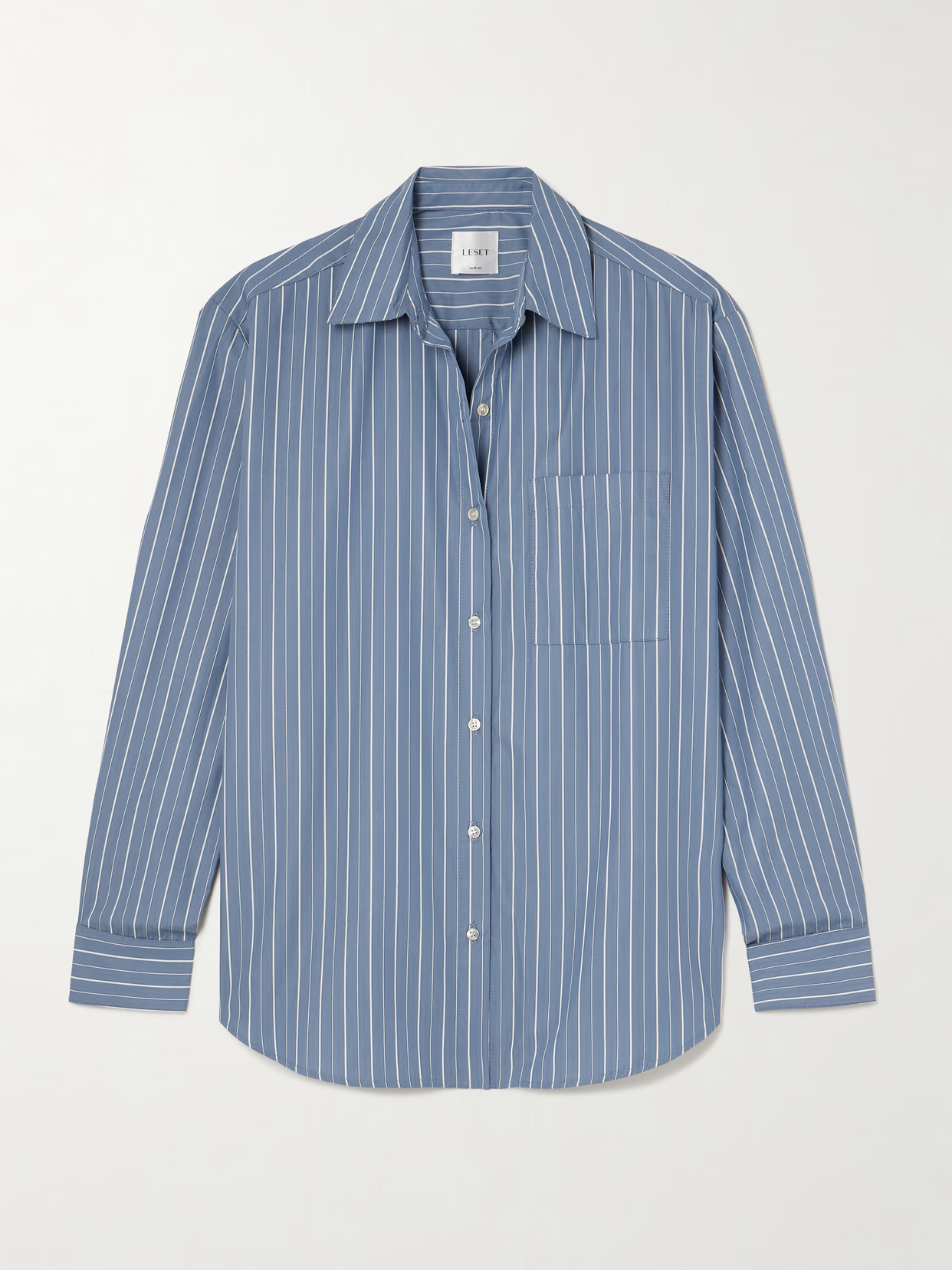 LESET - Yoshi Striped Cotton And Lyocell-blend Poplin Shirt - Blue | NET-A-PORTER (US)