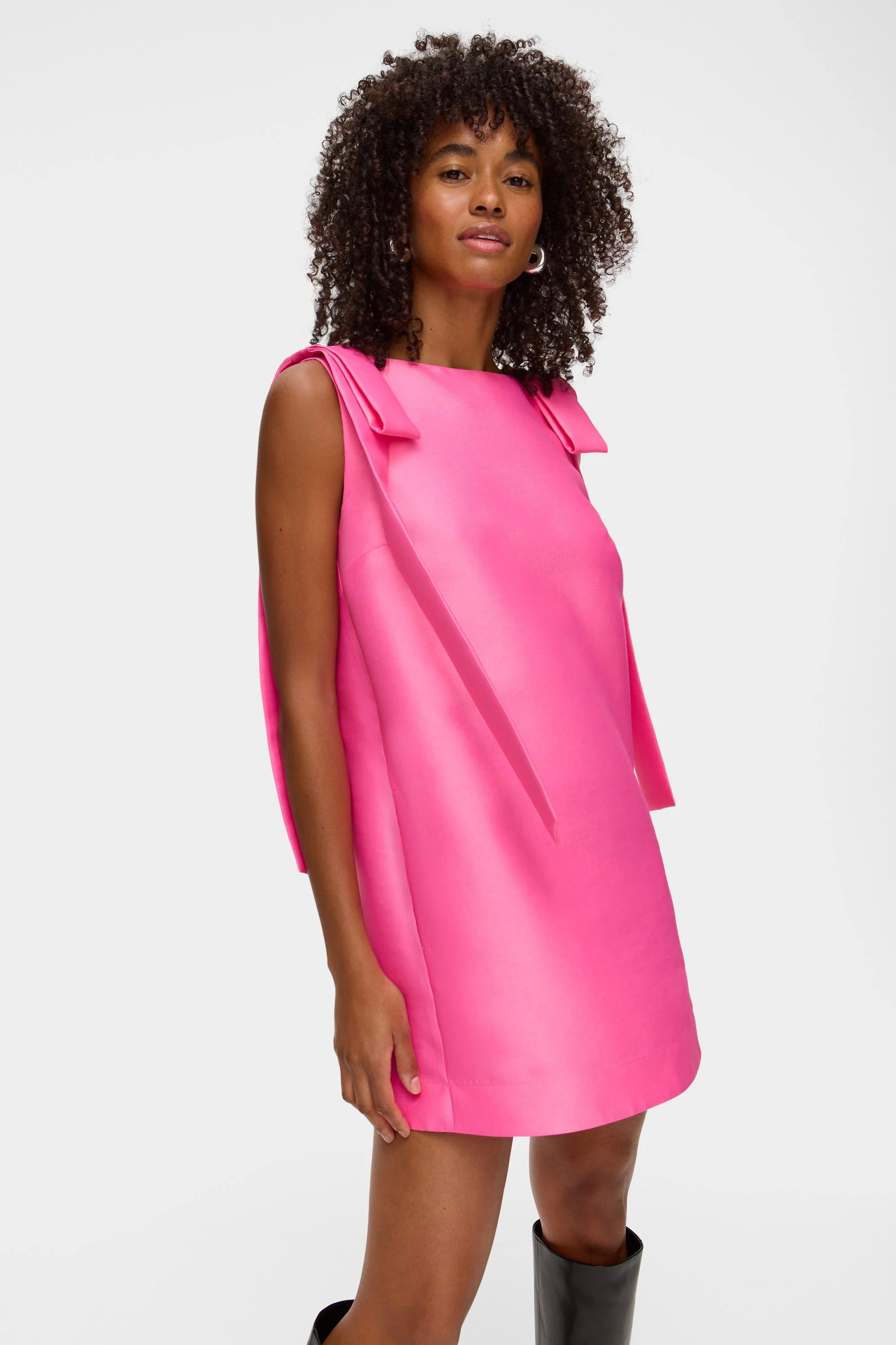 ALIGNE Bow Satin Mini Party Dress - Pink | FERN | ALIGNE USA