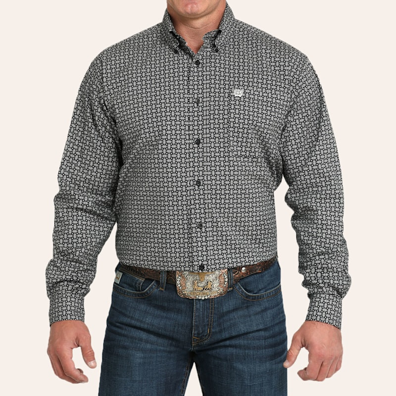 Cinch Men's Black Geo Print Stretch Western Shirt | Cavender's